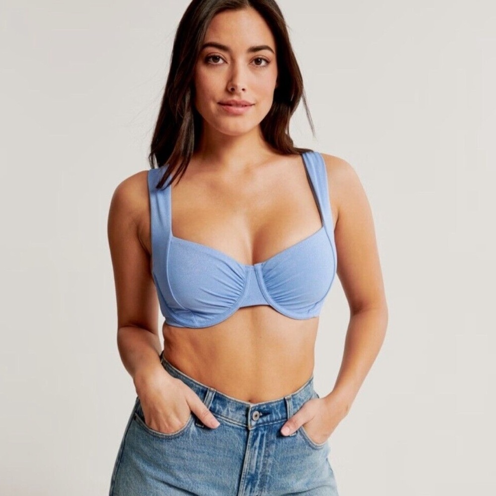 Abercrombie & Fitch Curve Love Wide Strap Underwire Bikini Top Adjustable Straps